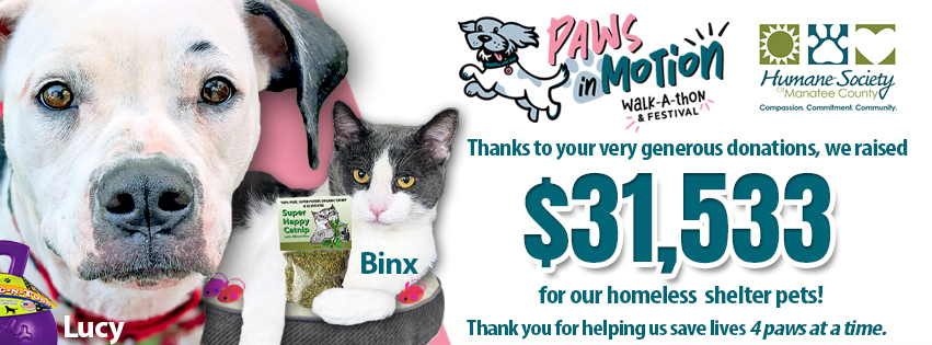 Paws in Motion thank you $31,533 raised