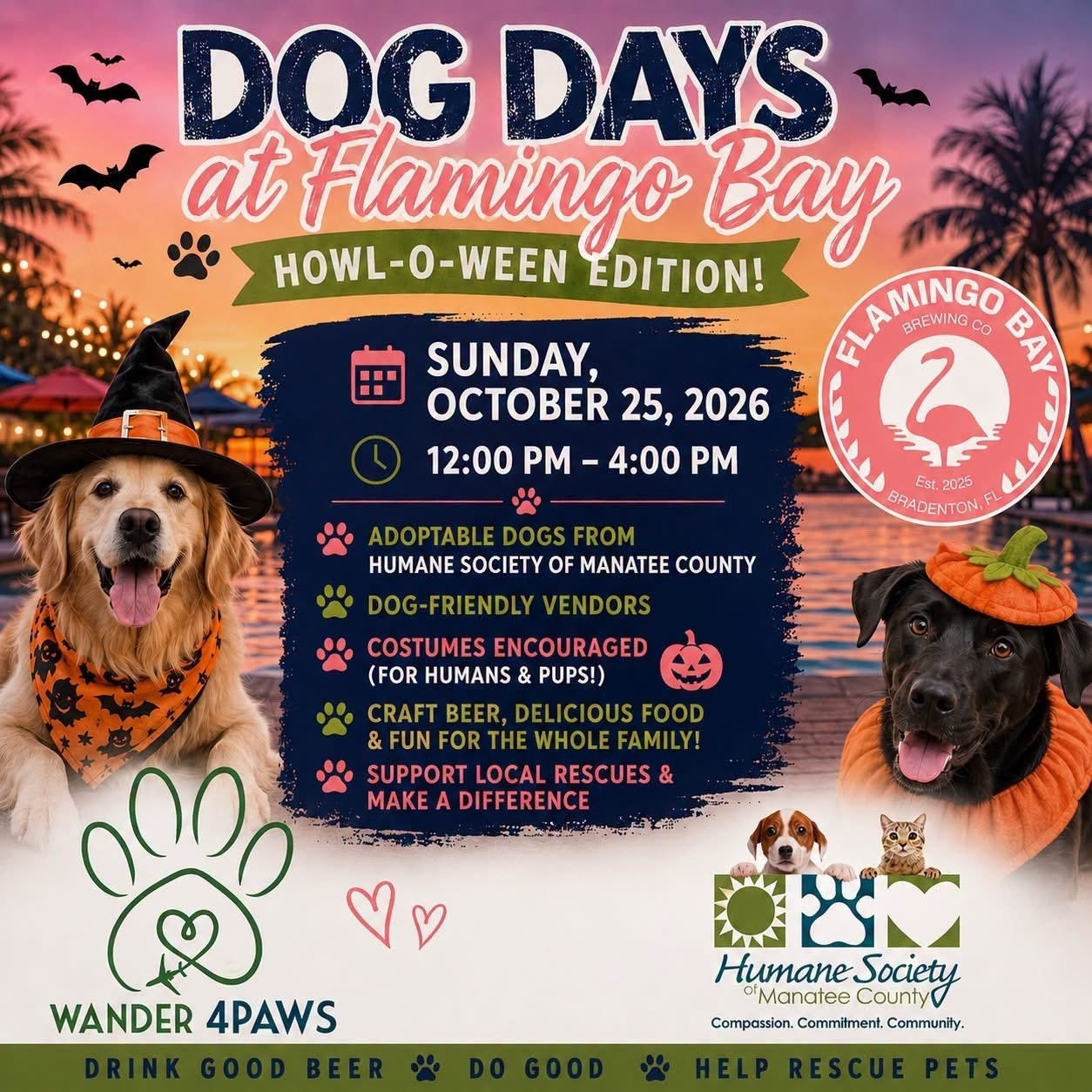 dog days at Flamingo Bay October 25, 2026 1910 14th St W in Bradenton