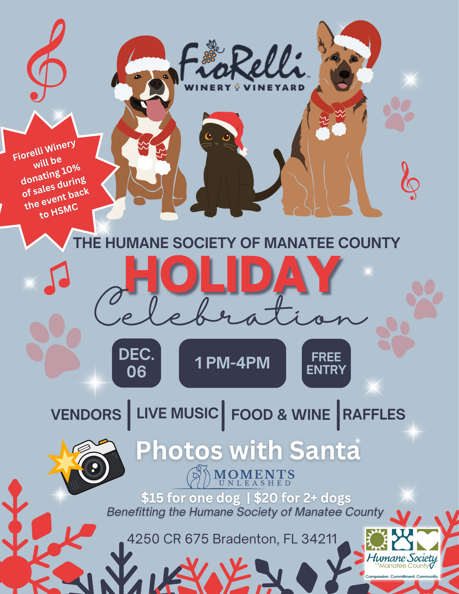 holiday celebration at fiorelli winery. 4250 CR 675 Bradenton from 1-4 pm